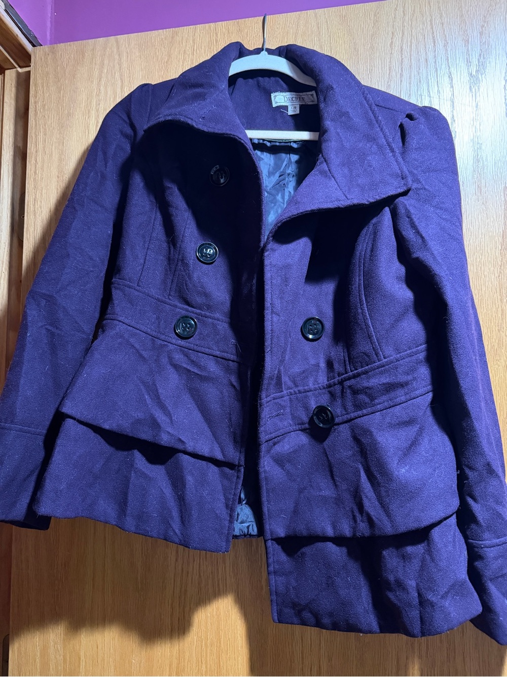 Decree Purple Double-Breasted Peacoat